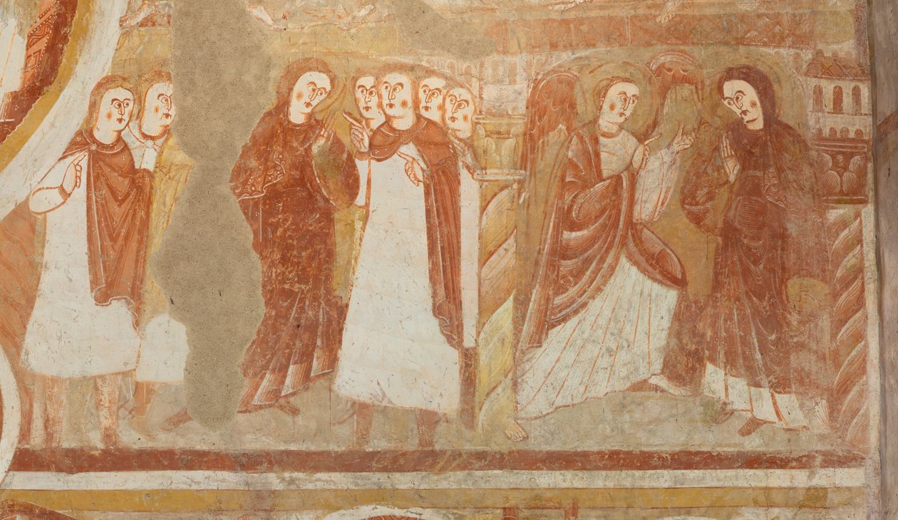 Church (Église Saint-Martin), Interior, Wall Paintings, West Wall of the Nave (detail) by Unbekannt