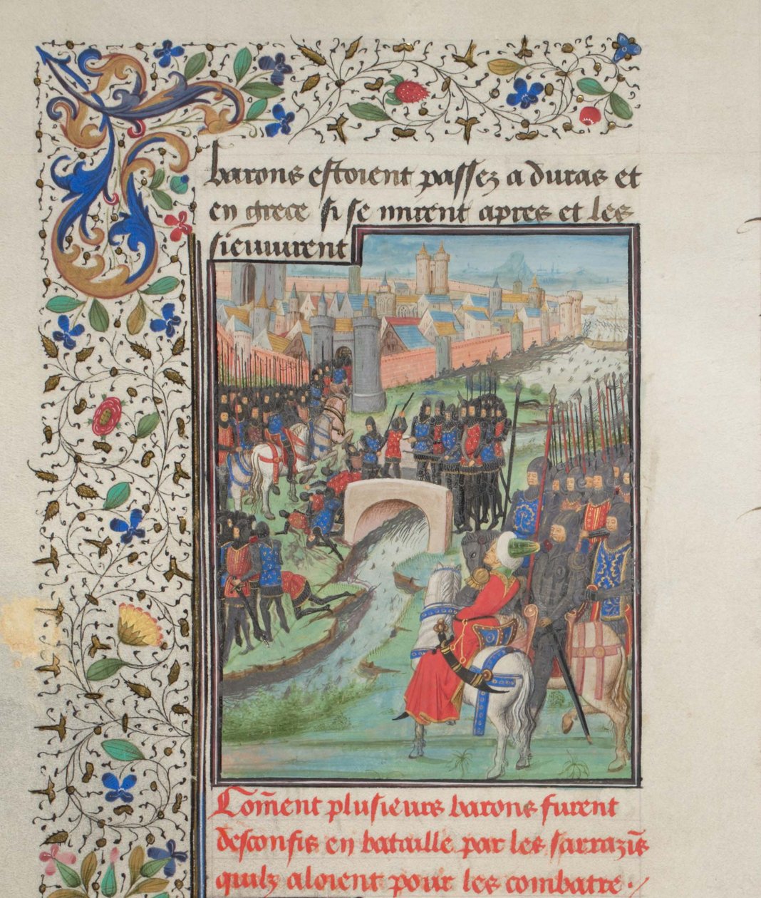 Clash of the Army of the Barons and the Saracens. Miniature from the Historia by William of Tyre, 1460s by Unbekannt