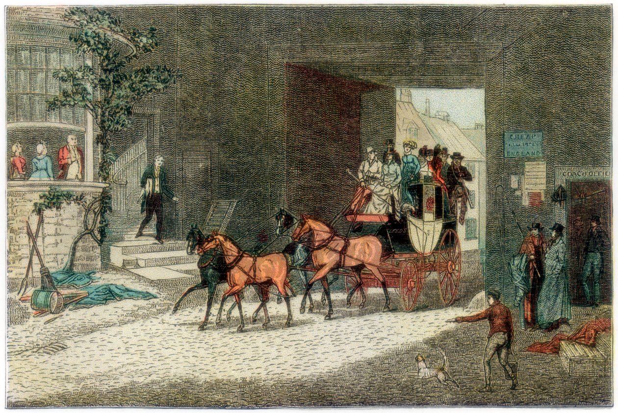 Coach arriving in the yard of an inn by Unbekannt