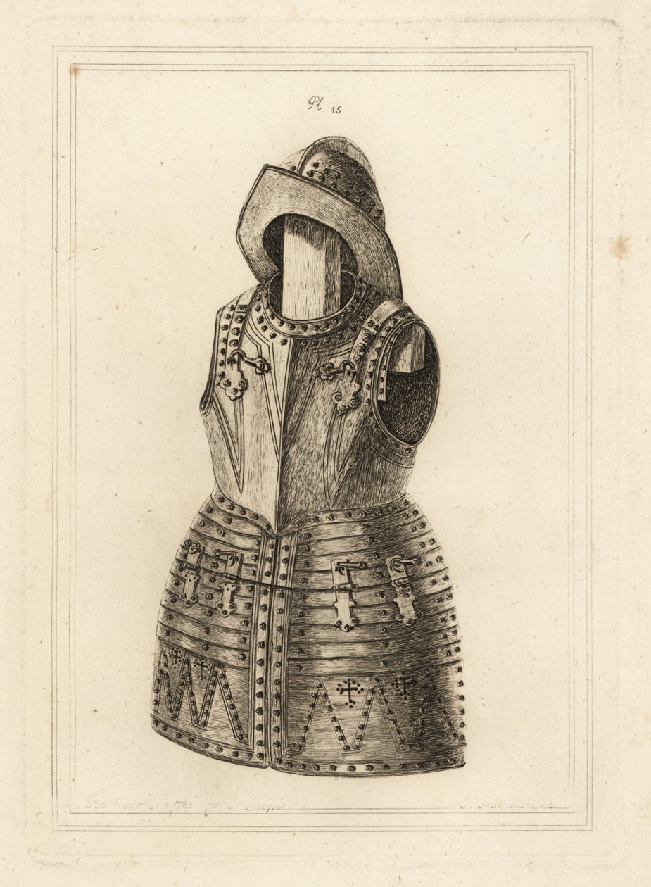 Corcelet or suit of bright arquebus armour and morion headpiece from the Tower of London by Unbekannt