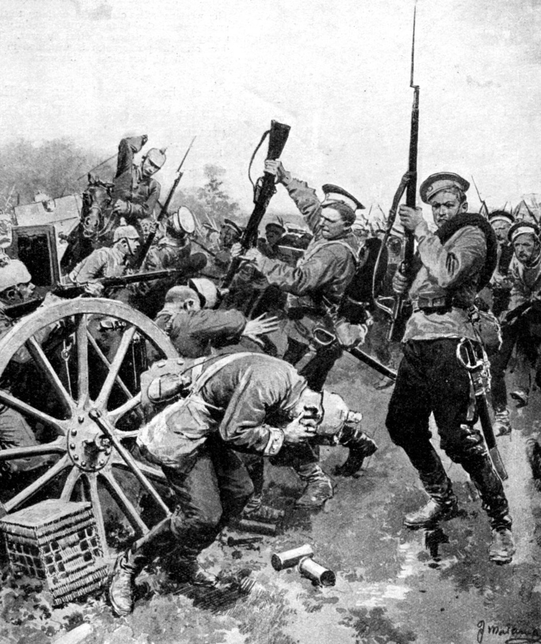 Cossack attack on German troops, East Prussia, First World War by Unbekannt