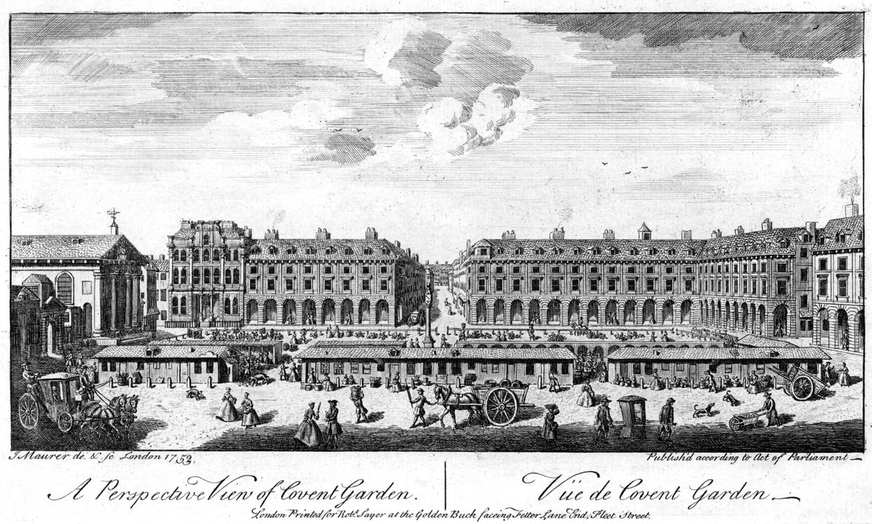 Covent Garden, London, showing stalls in the centre of the square by Unbekannt