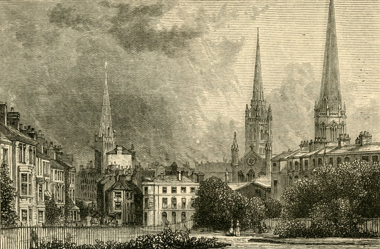 Coventry - The Spires of Trinity, St. Michaels, and Christ Church, 1898 by Unbekannt