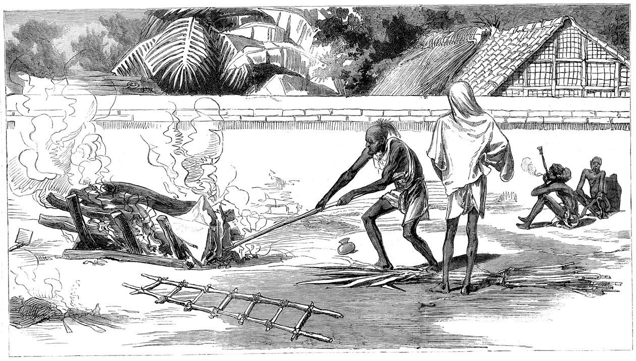 Cremation in Calcutta, India, 1882 by Unbekannt