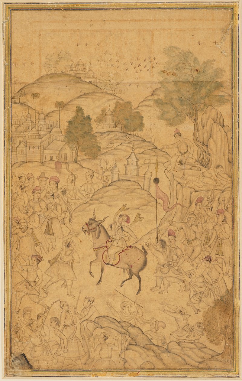 Crowd scene with mounted figure, 16th century by Unbekannt