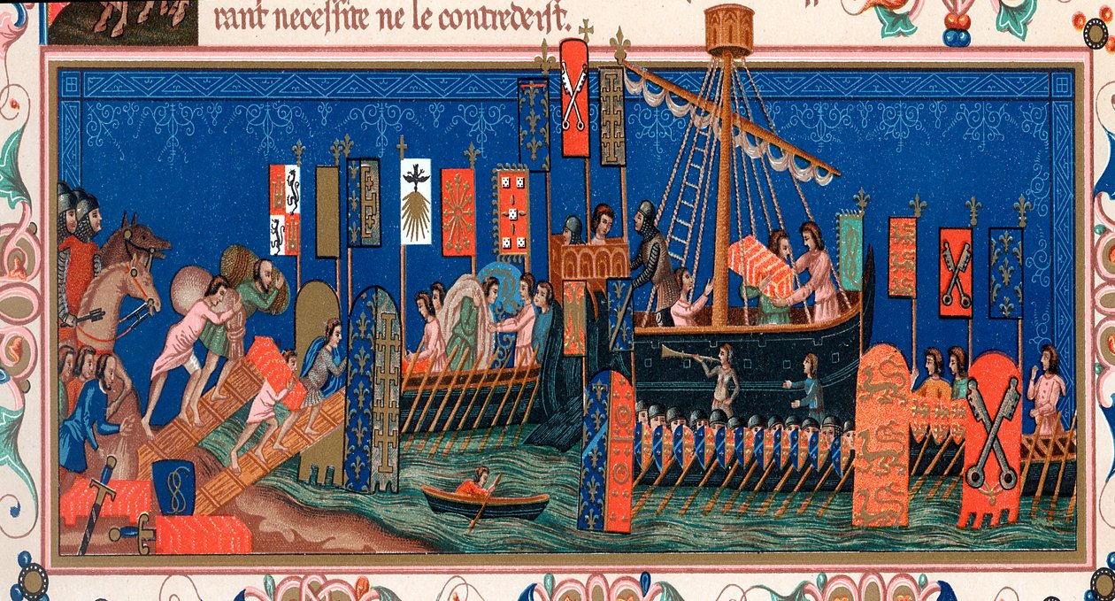 Crusaders embarking for the Holy Land, 15th century by Unbekannt