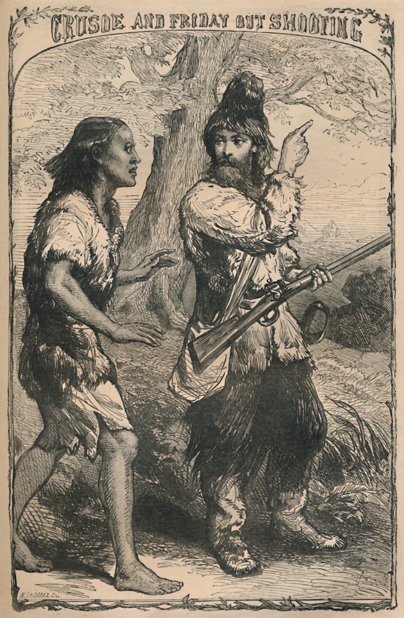 Crusoe and Friday Out Shooting, c1870 by Unbekannt