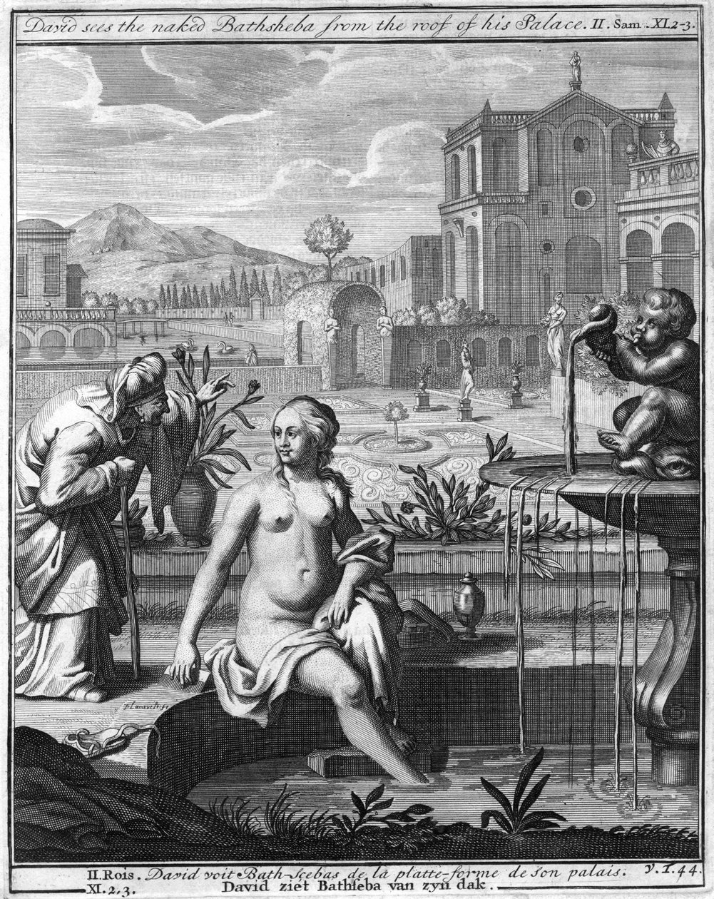 David sees the naked Bathsheba from the roof of his palace by Unbekannt