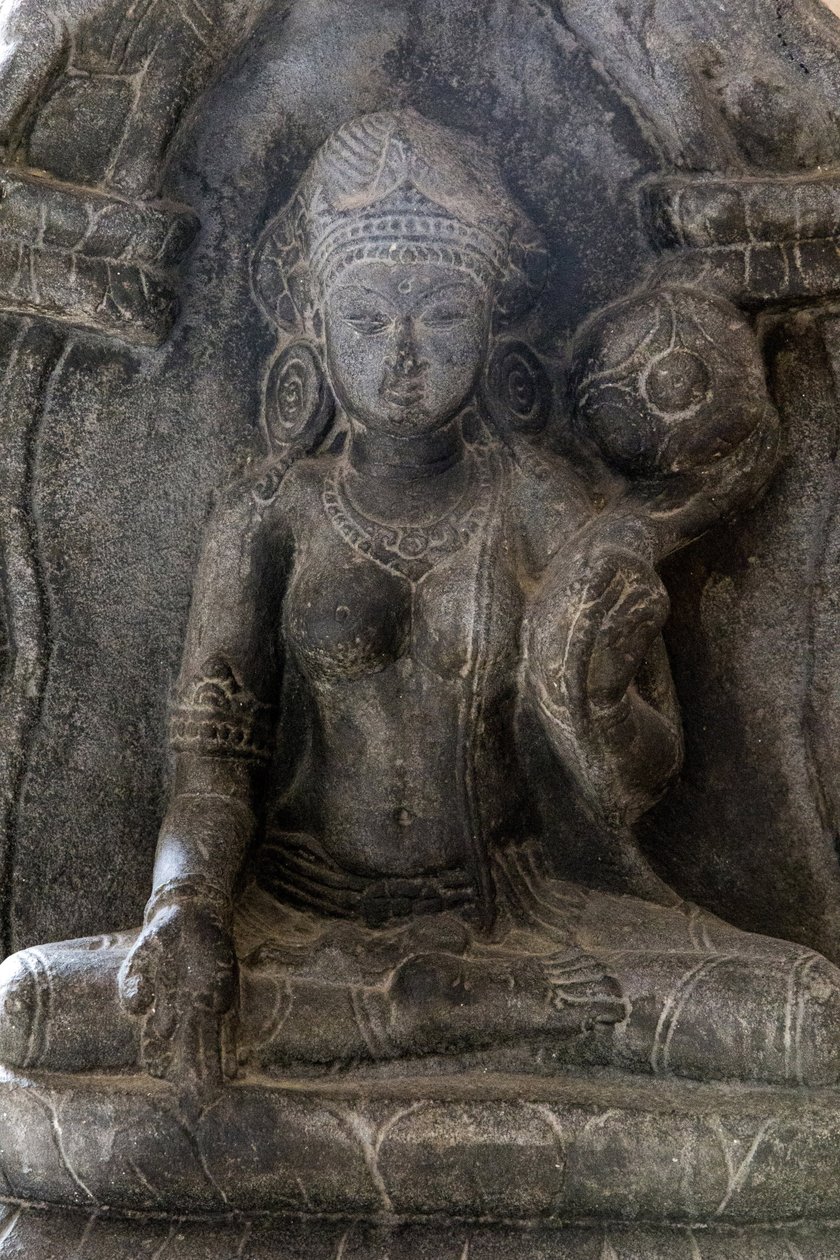 National Museum of India, Delhi. Gaja-Lakshmi (elephants showering water on goddess Lakshmi). Pala, 9th century A.D. Bihar. Stone. (detail) India. by Unbekannt