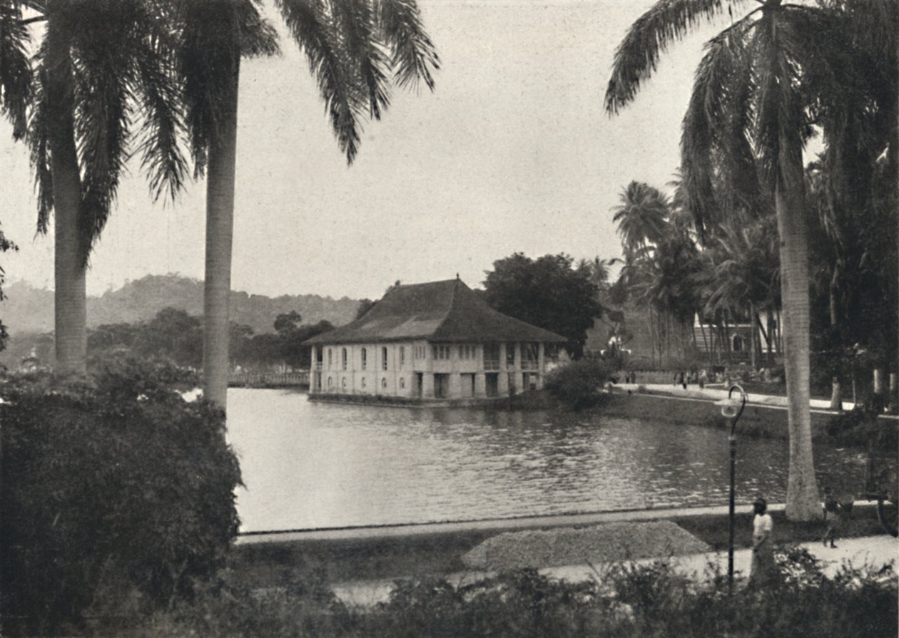 The Lake of Kandy with the Library Building of the Temple of the Sacred Tooth by Unbekannt