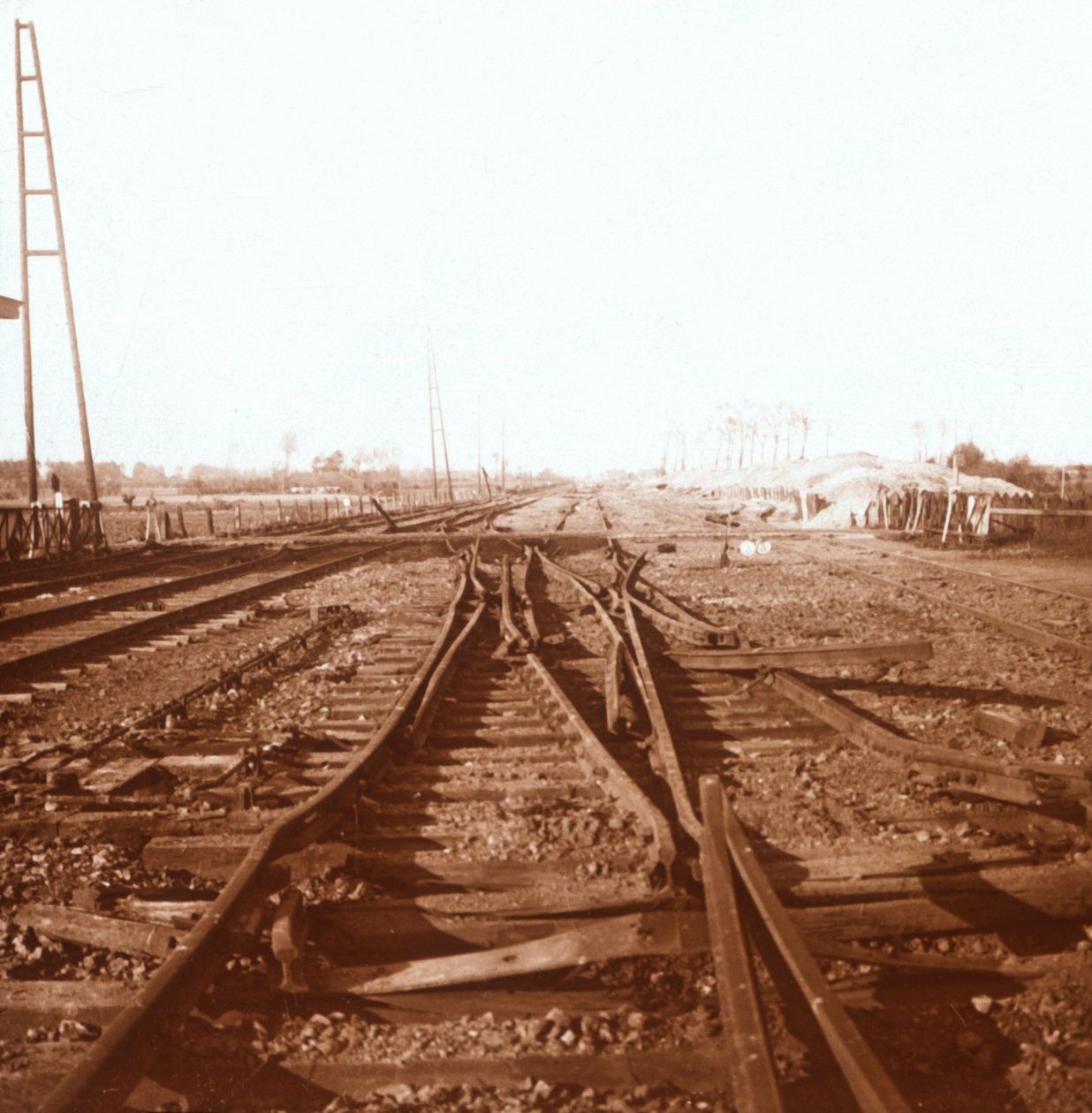 Destroyed railway tracks, Roeselare, Flanders, Belgium, c1914-c1918 by Unbekannt