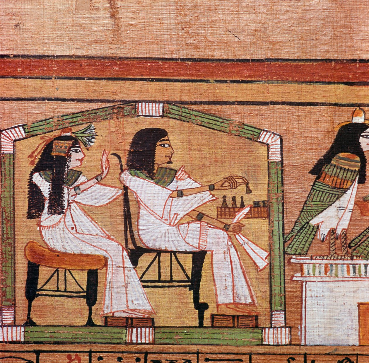 Detail from an Egyptian papyrus showing a game of draughts (detail) by Unbekannt