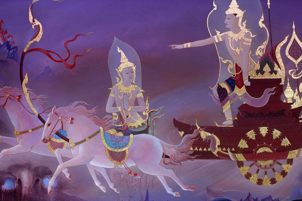 Detail of a mural painting in the Uposatha (shrine hall) of Buddhapadipa temple, Wimbledon, Great Britain by Unbekannt