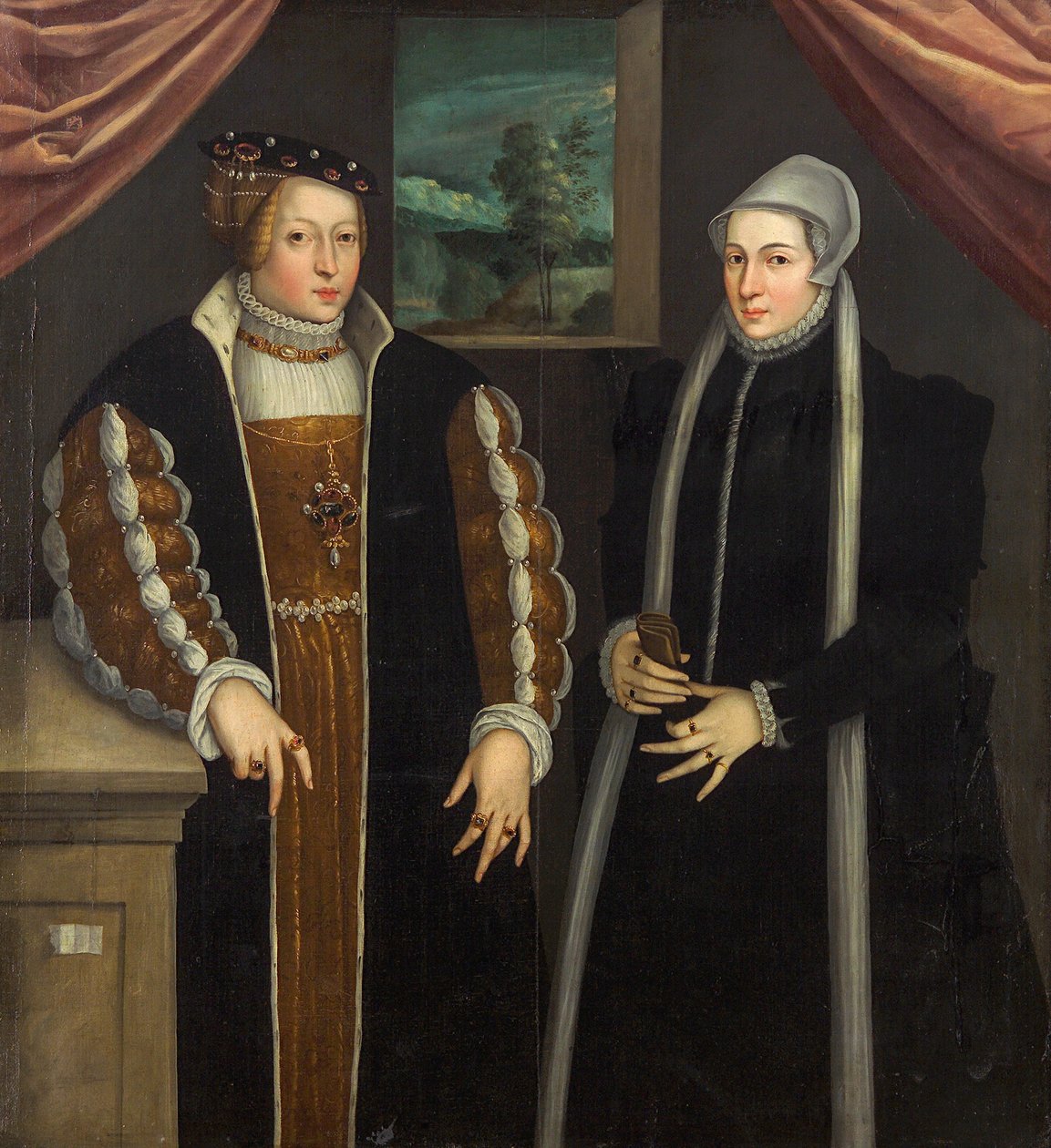 Double-portrait Marie of Brandenburg-Kulmbach and Christina of Denmark, c. 1580 by Unbekannt
