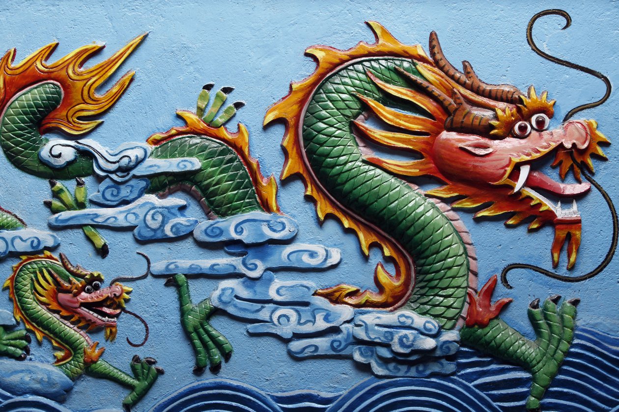 Dragon Sculpture in a Chinese Temple, Phnom Penh, Cambodia by Unbekannt