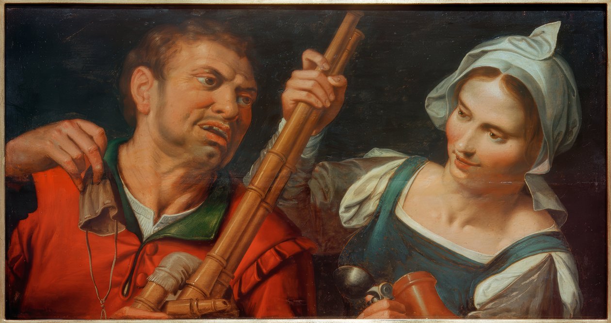 Bagpiper and a Woman by Unbekannt