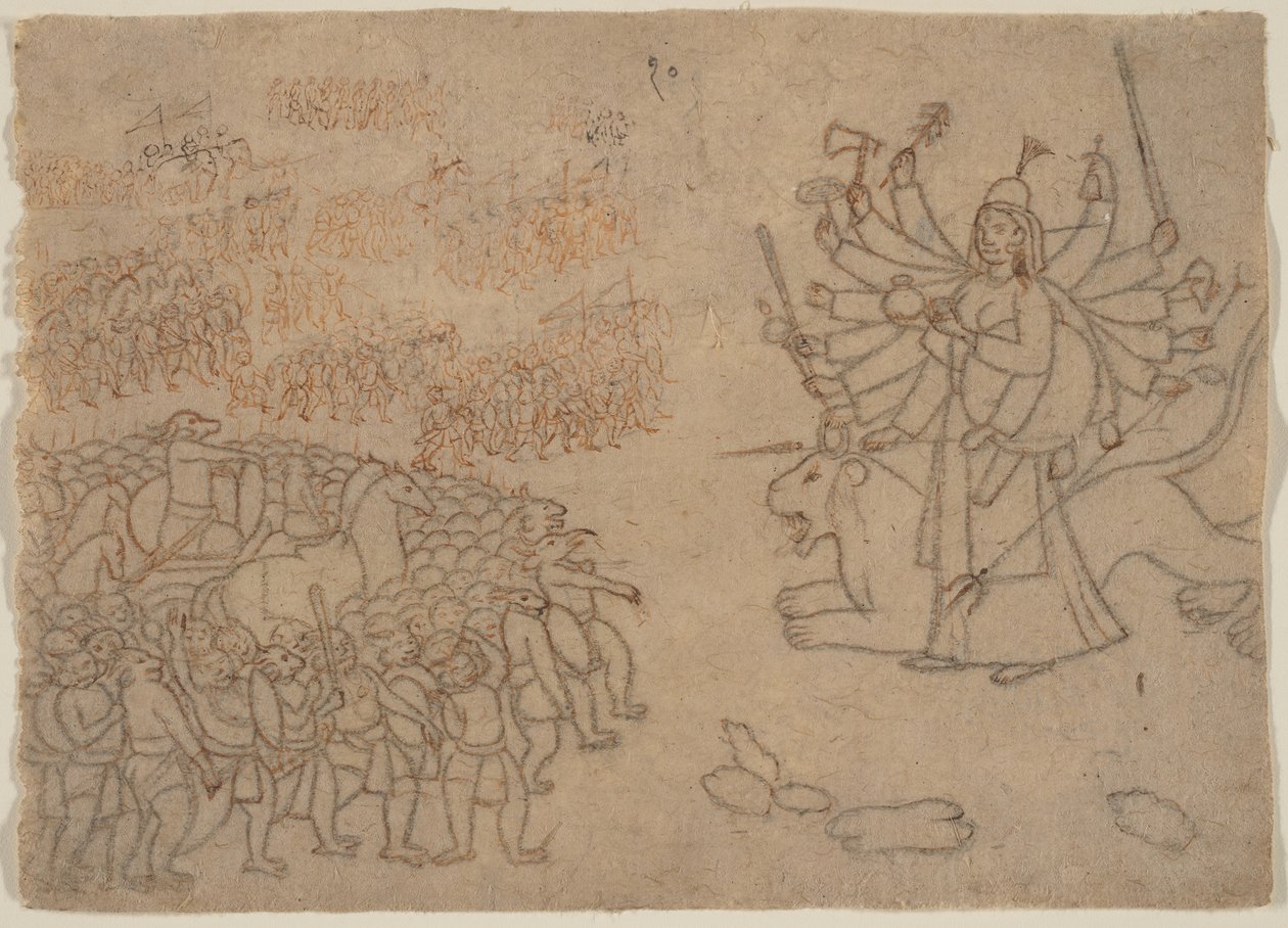 Durga Confronts the Army of the Demon Chikshura: Scene from the Devi Mahatmya by Unbekannt