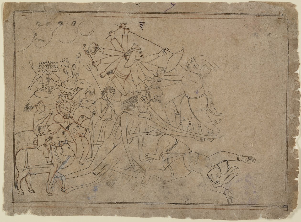 Durga, Kali, and the Matrikas Battle the Demon Raktabija: Scene from the Devi Mahatmya by Unbekannt