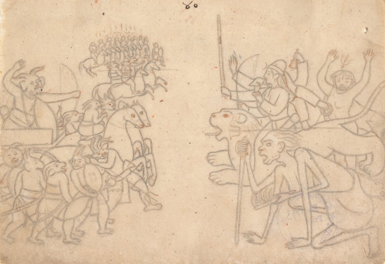 Durga and Kali Approach the Gathered Armies of Chanda and Munda from the Devi Mahatmya by Unbekannt