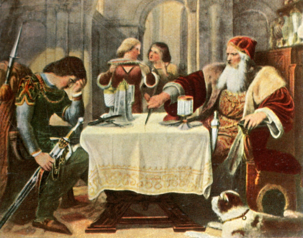 Eberhard cuts in half the tablecloth between himself and his son Ulrich by Unbekannt