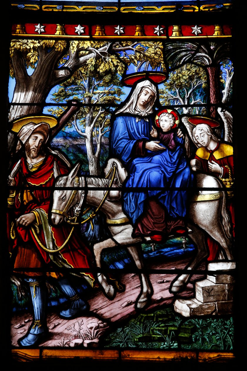 Scenes from the Life of the Virgin Stained Glass (detail) in Saint-Remy Church, Troyes, France by Unbekannt