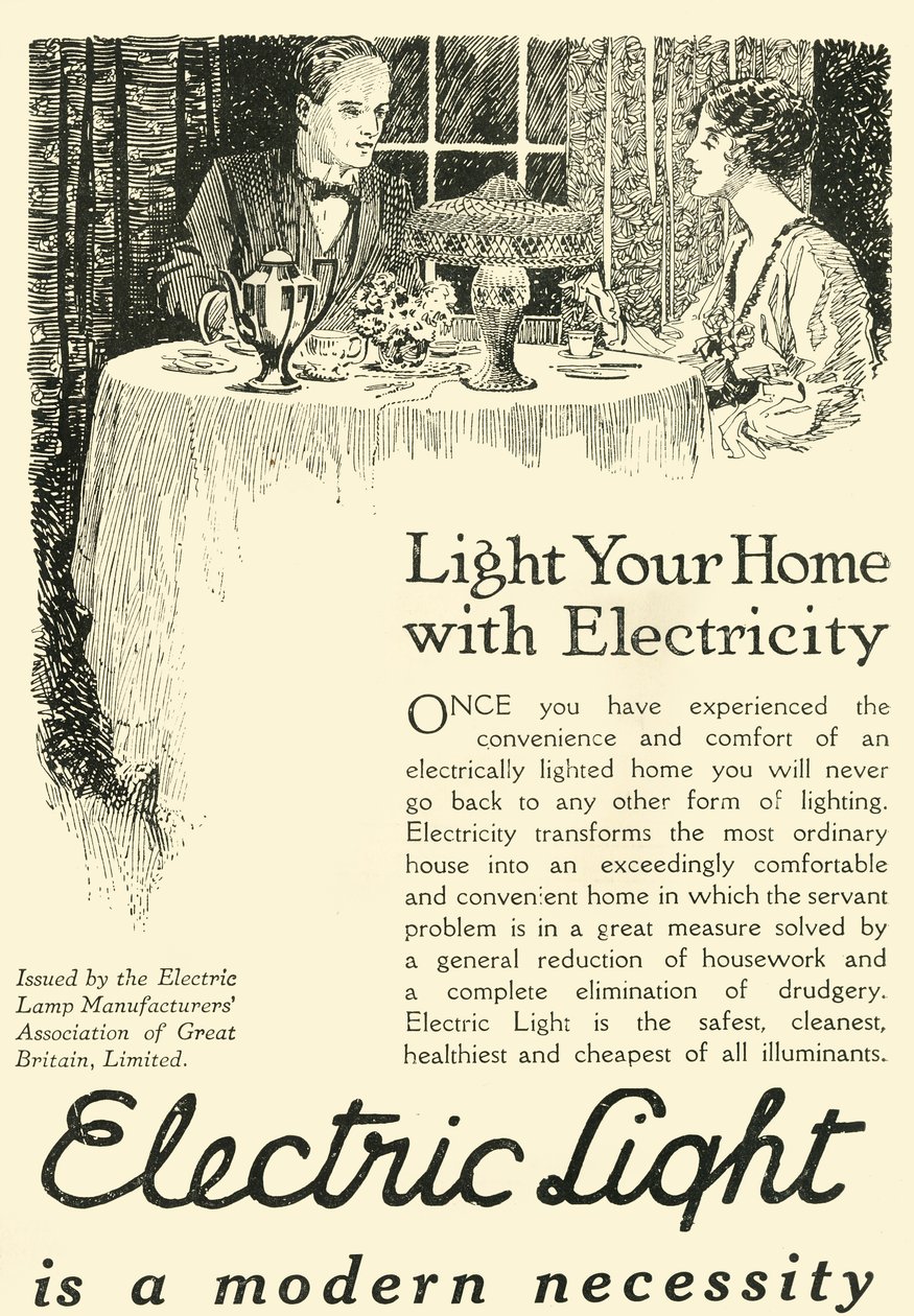Electric Light is a modern necessity by Unbekannt