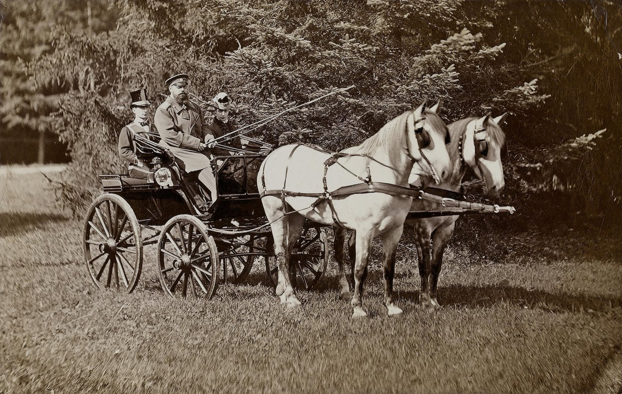 Emperor Alexander III and Empress Maria Fyodorovna on a Horse Carriage by Unbekannt