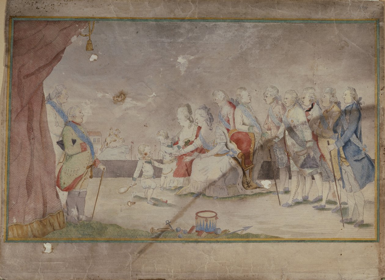 Empress Catherine II with her family and courtiers by Unbekannt