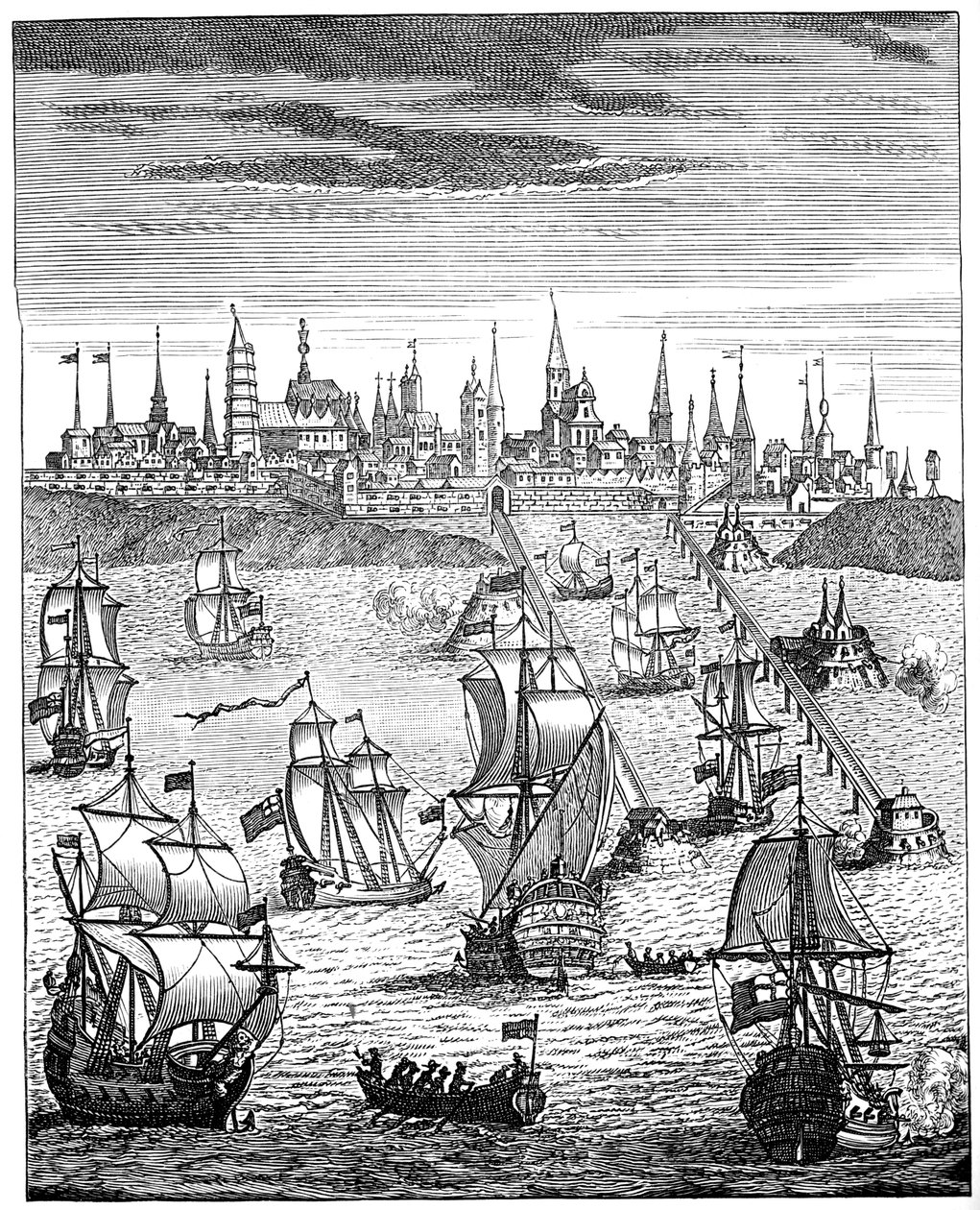 English squadron carrying troops to take possession of Dunkirk, 1708, 1894 by Unbekannt