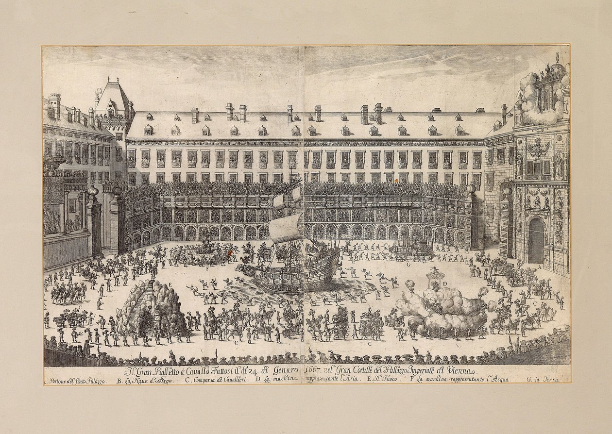 Equestrian ballet in the courtyard of the Vienna Hofburg by Unbekannt