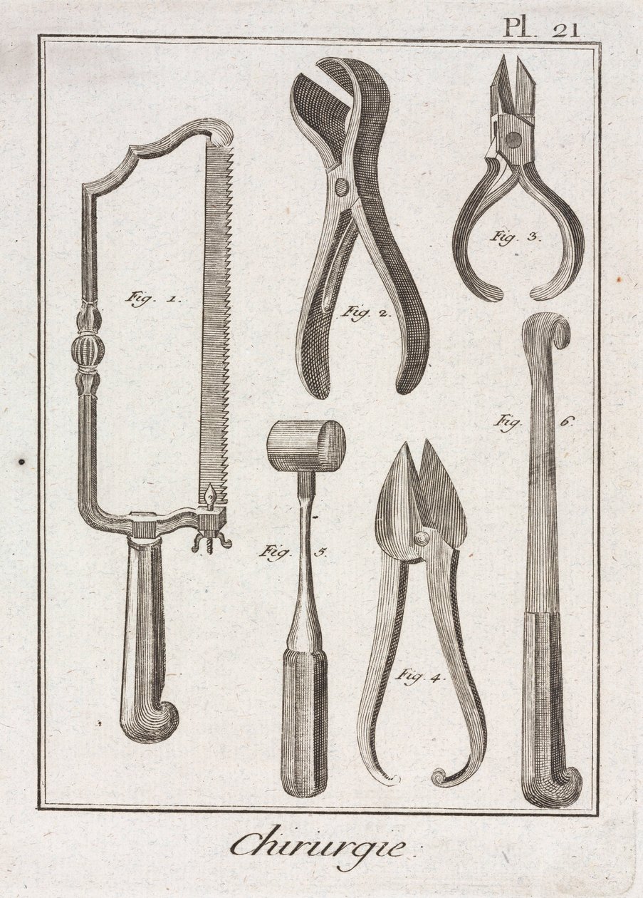 Equipment, Early-Modern Surgical saw and other instruments by Unbekannt