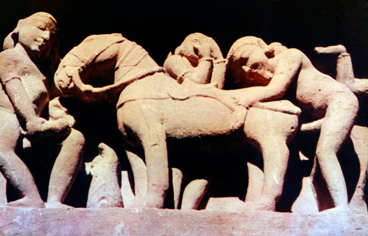 Erotic Sculpture, Hindu Temple, Khajuraho, India, 950-1050 by Unbekannt
