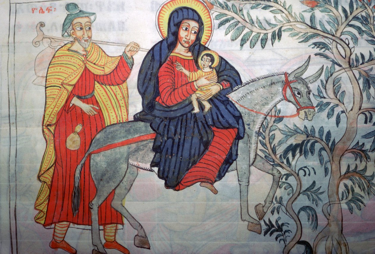 Ethiopian illustration of the Flight into Egypt by Unbekannt