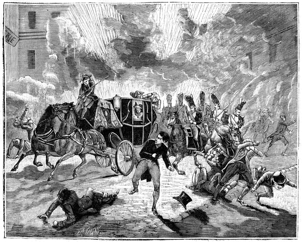 Explosion on the Rue de la Loi, Paris, France, 24th December 1800 by Unbekannt