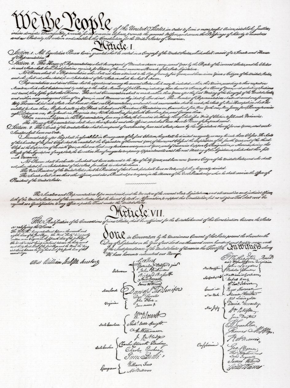 Facsimile of the Preamble and Constitution of the United States of America by Unbekannt