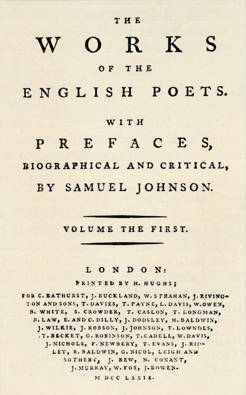 Facsimile Title-Page of the First Edition of The Works of the English Poets, Containing Johnson
