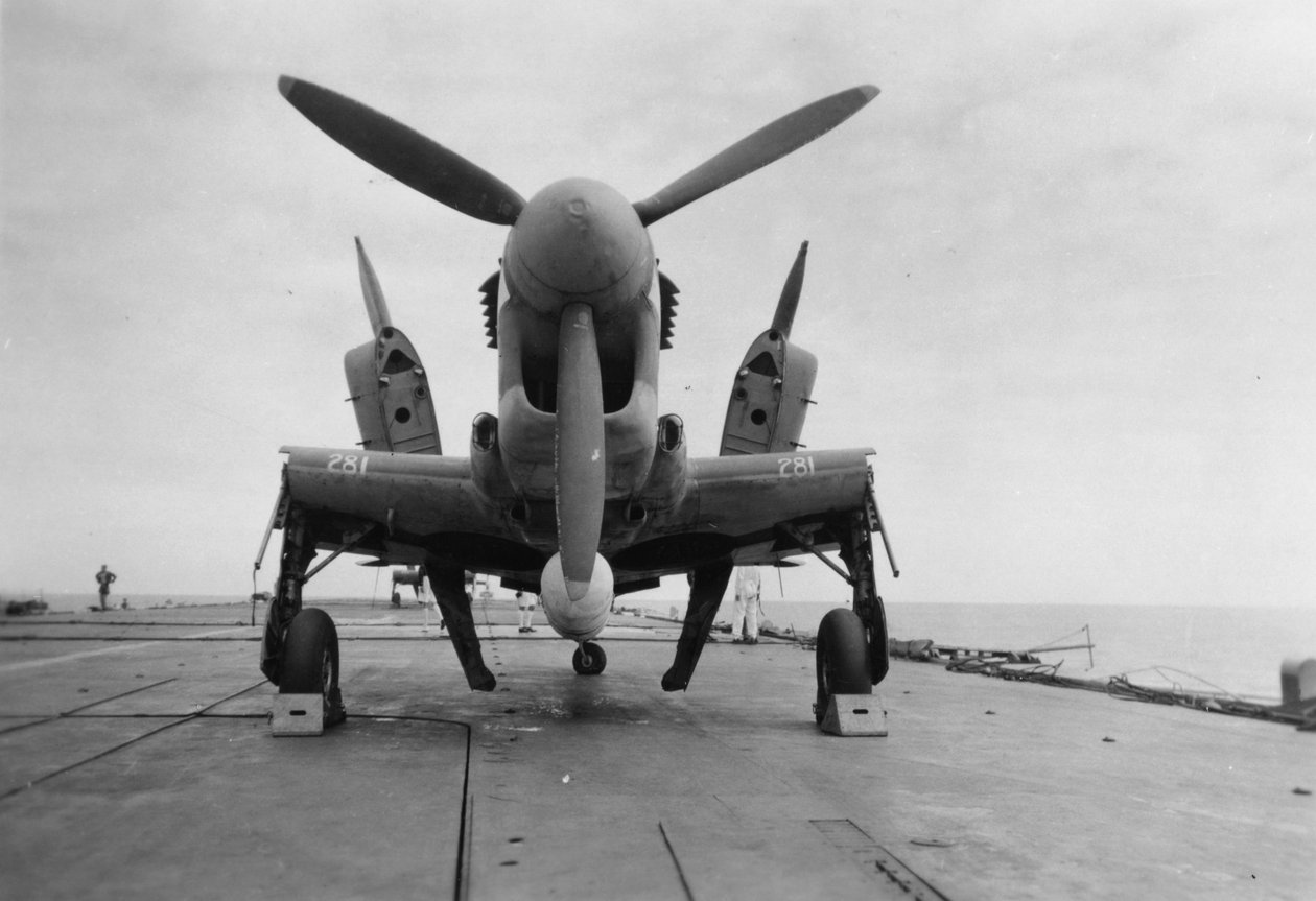 Fairey Firefly Aircraft Ready to be Transported to the Hangar Lift, HMS Venerable by Unbekannt
