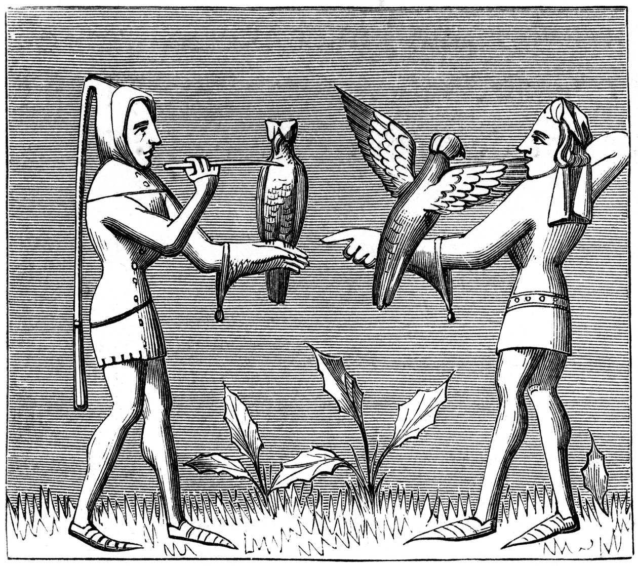 Falconers dressing their birds, 14th century by Unbekannt