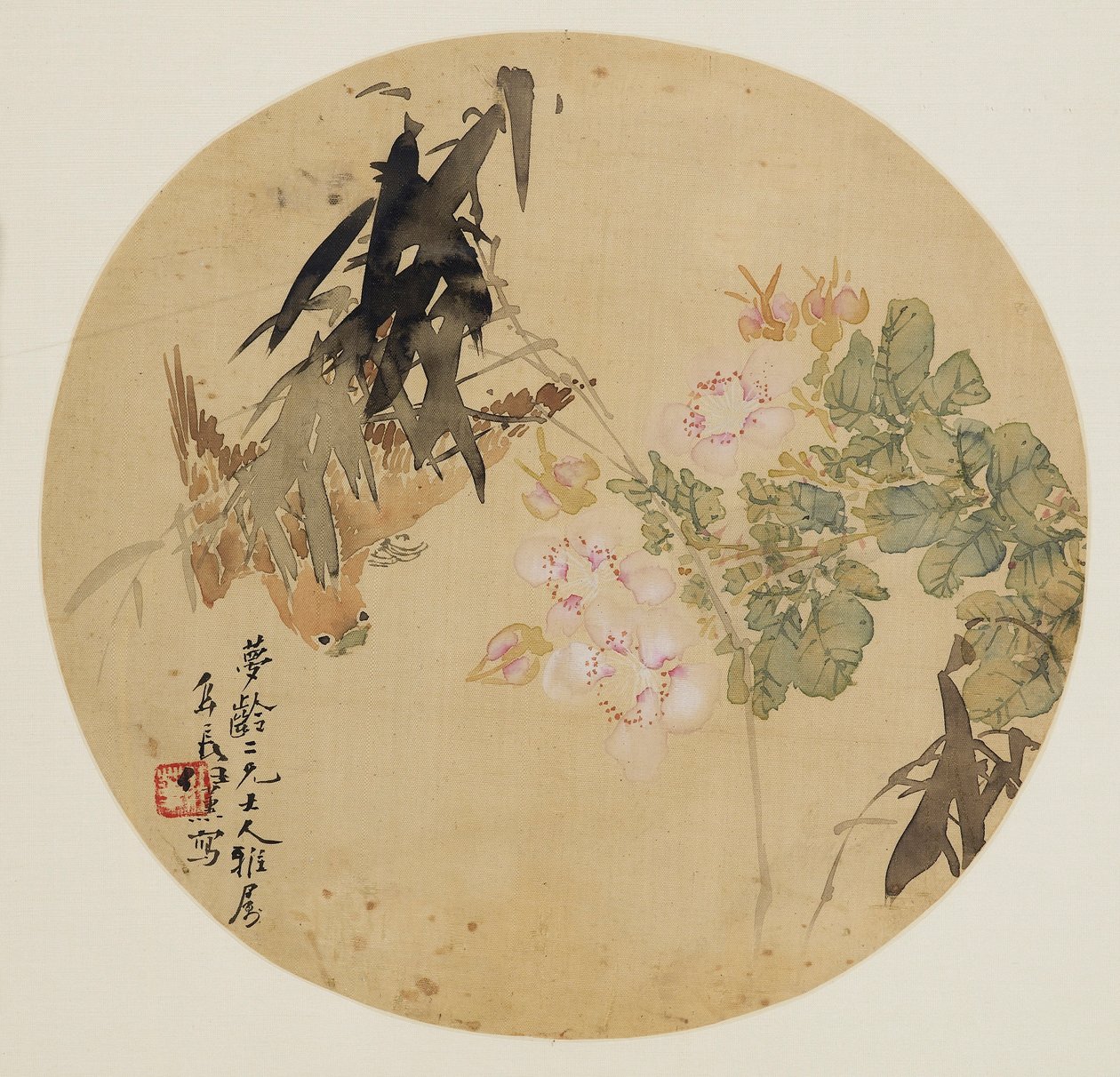 Fan painting - Flower and Bird, 19th century by Unbekannt
