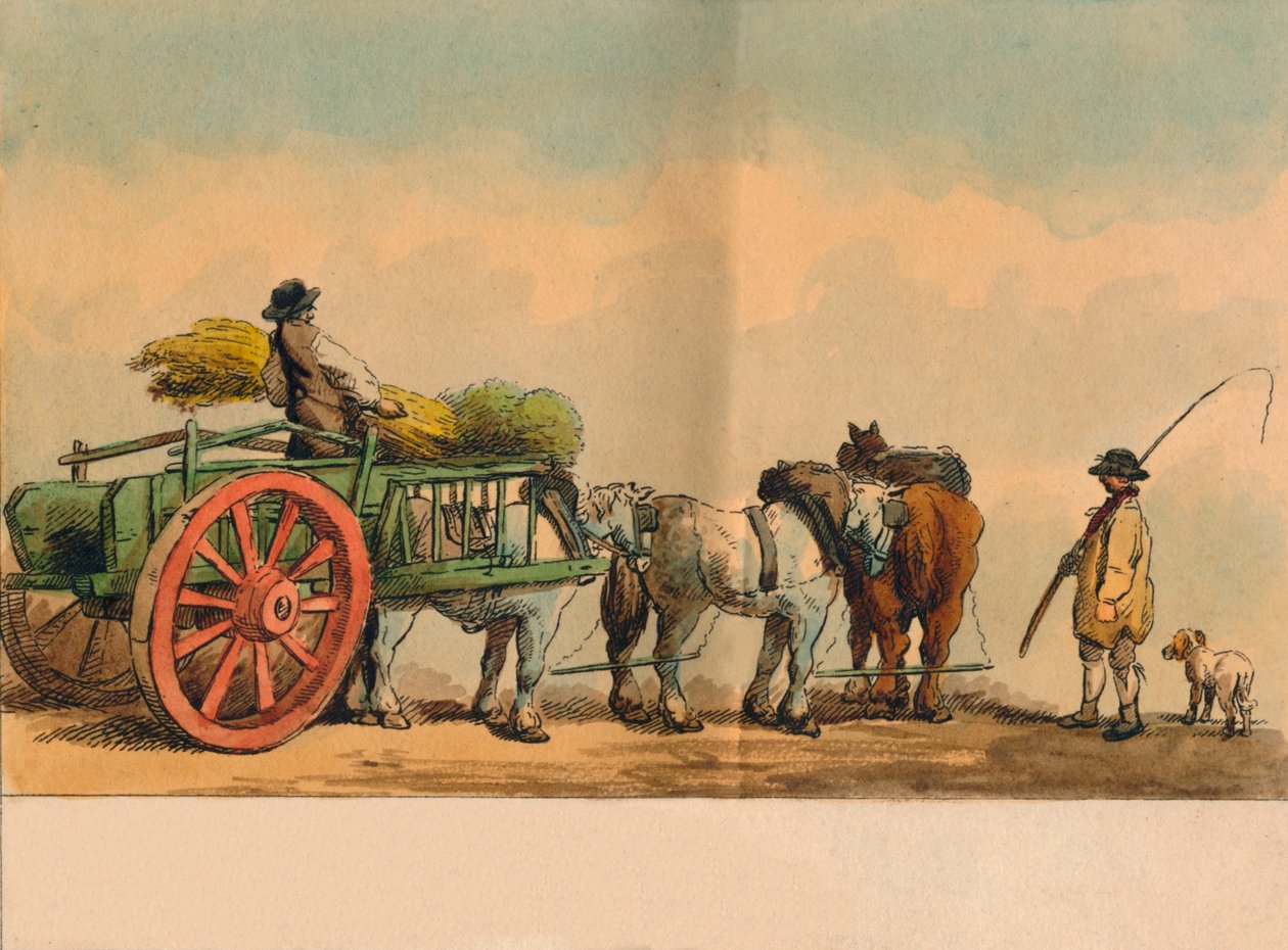 Farm Workers and Cart by Unbekannt