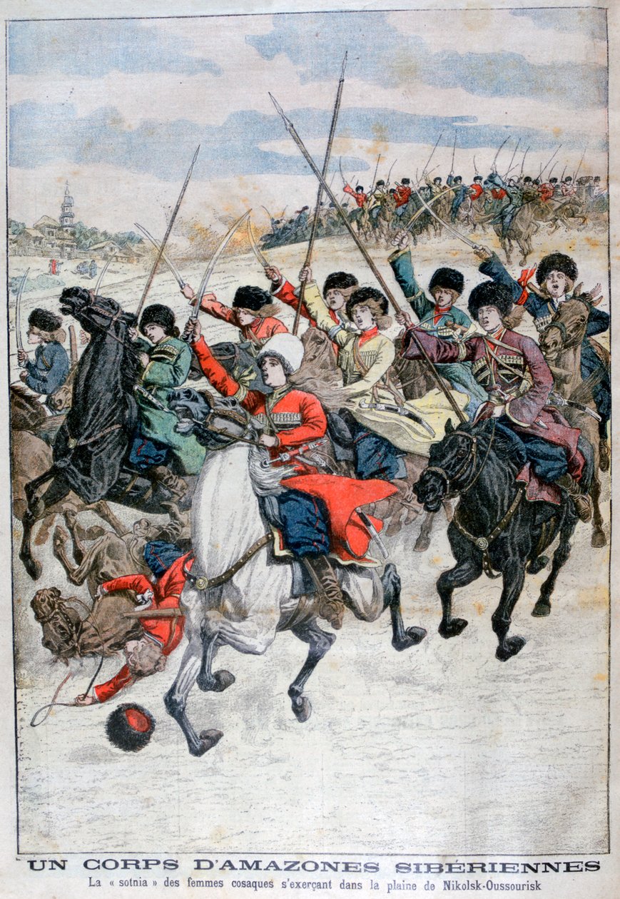 Female Siberian Cossack cavalry corps, Russo-Japanese War, 1904 by Unbekannt
