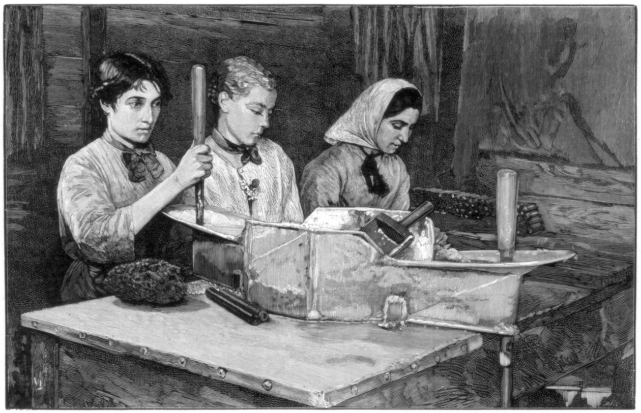 Filling Cartridges with Dynamite Powder at Isleten, Near Fluelen, Switzerland by Unbekannt