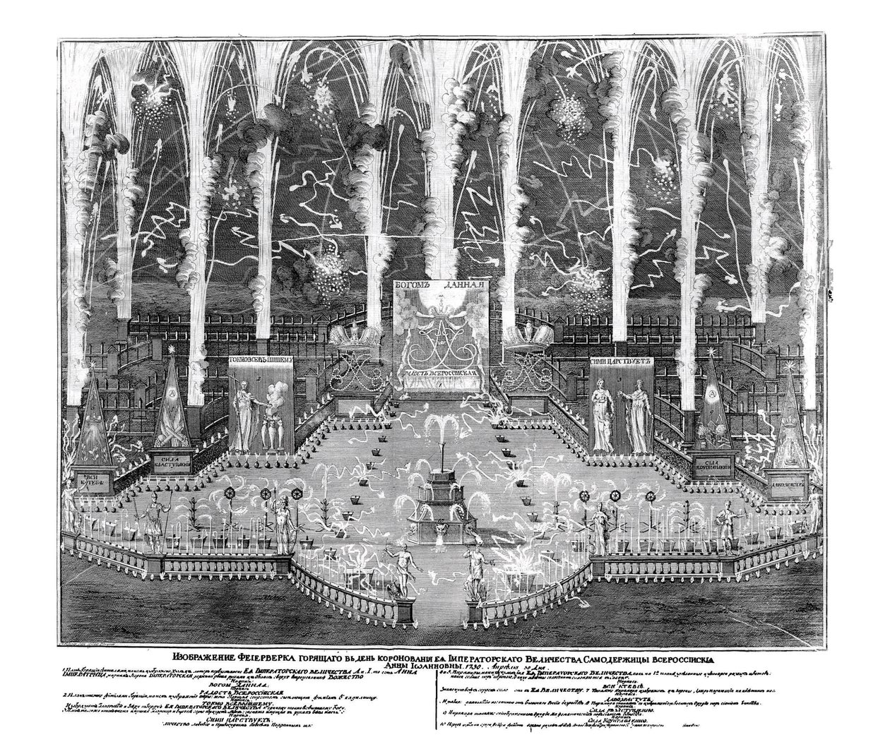 Fireworks on the occasion of the coronation of Anna Ioannovna on April 30, 1730, 1730 by Unbekannt