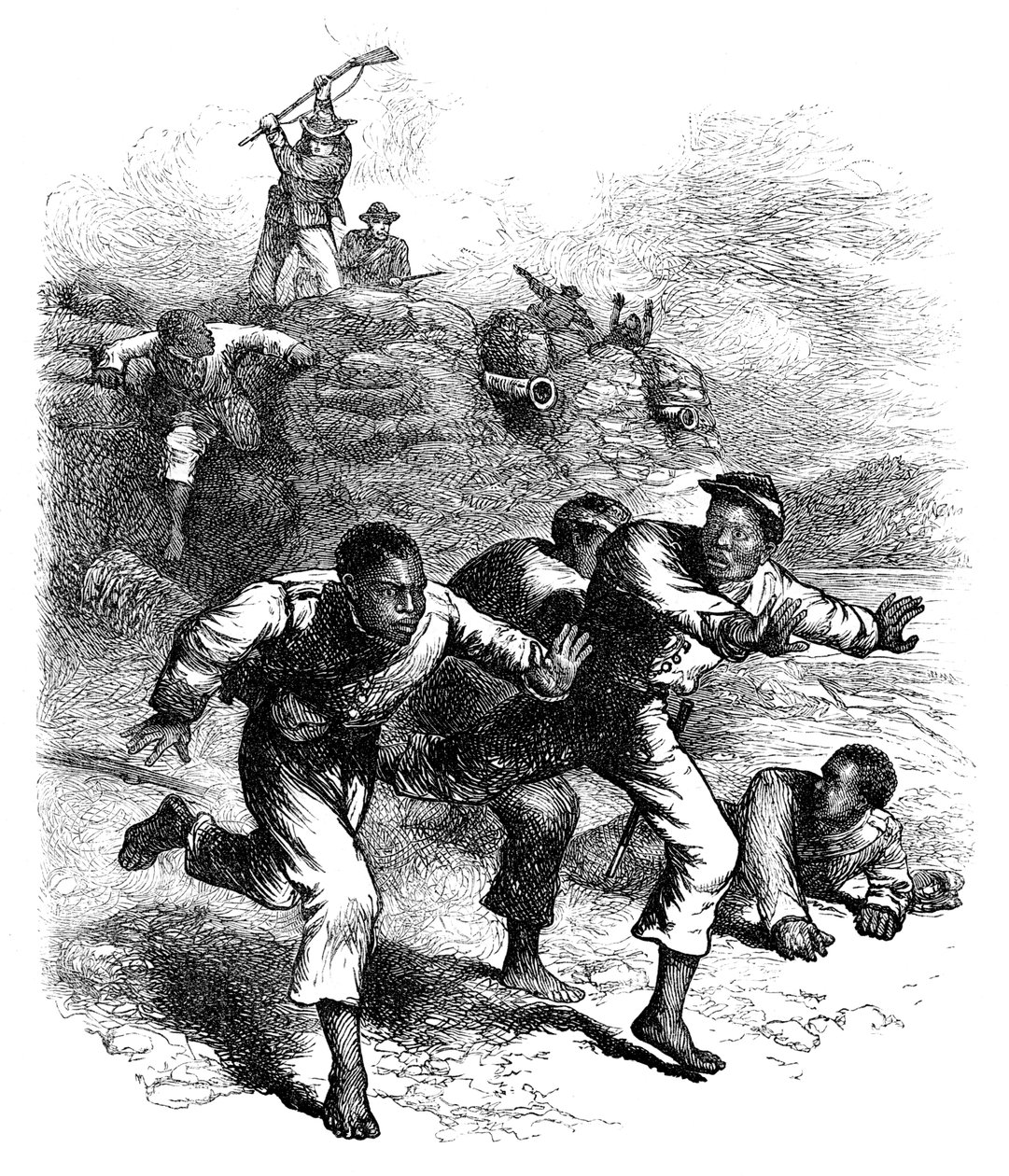 Flight of Black Union Soldiers from Fort Pillow, Tennessee, American Civil War by Unbekannt
