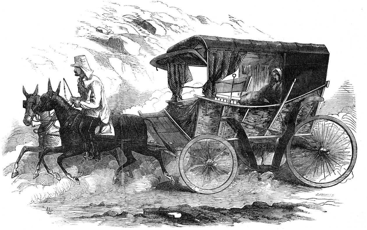 Florence Nightingale in her carriage in the Crimea, 1856 by Unbekannt