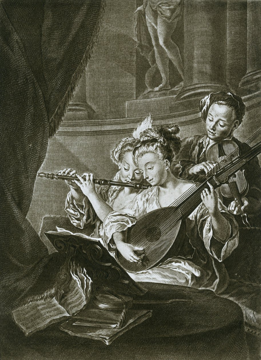 Flute, violin and chitarrone George Frederick Handel as a young musician in Hamburg, eighteenth century by Unbekannt