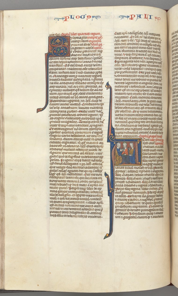 Fol. 148v, Chronicles I, historiated initial A, three descendants of Adam, c1275-1300 by Unbekannt