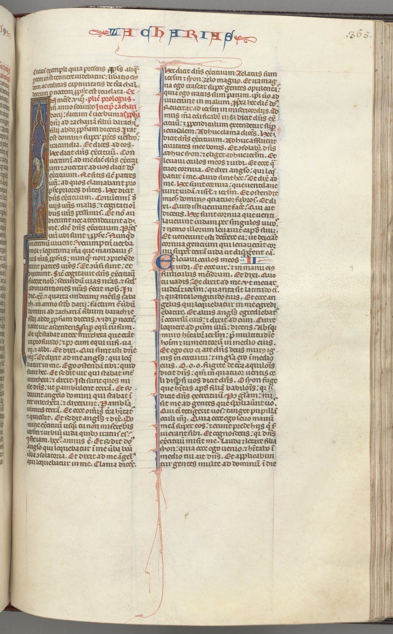 Fol. 365r, Zachariah, Historiated Initial I, Zachariah Standing with a Scroll, c. 1275-1300 by Unbekannt