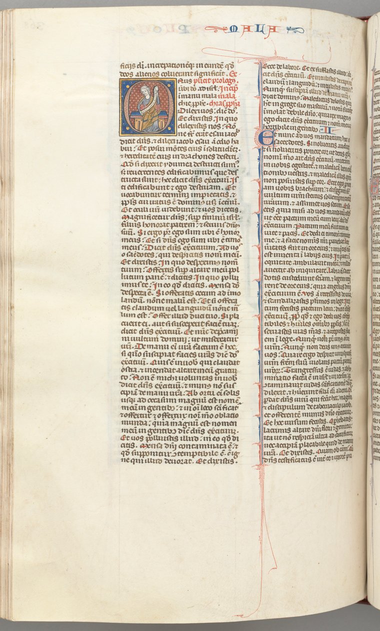 Fol. 368v, Malachi, Historiated Initial O, Malachi Seated with a Scroll by Unbekannt