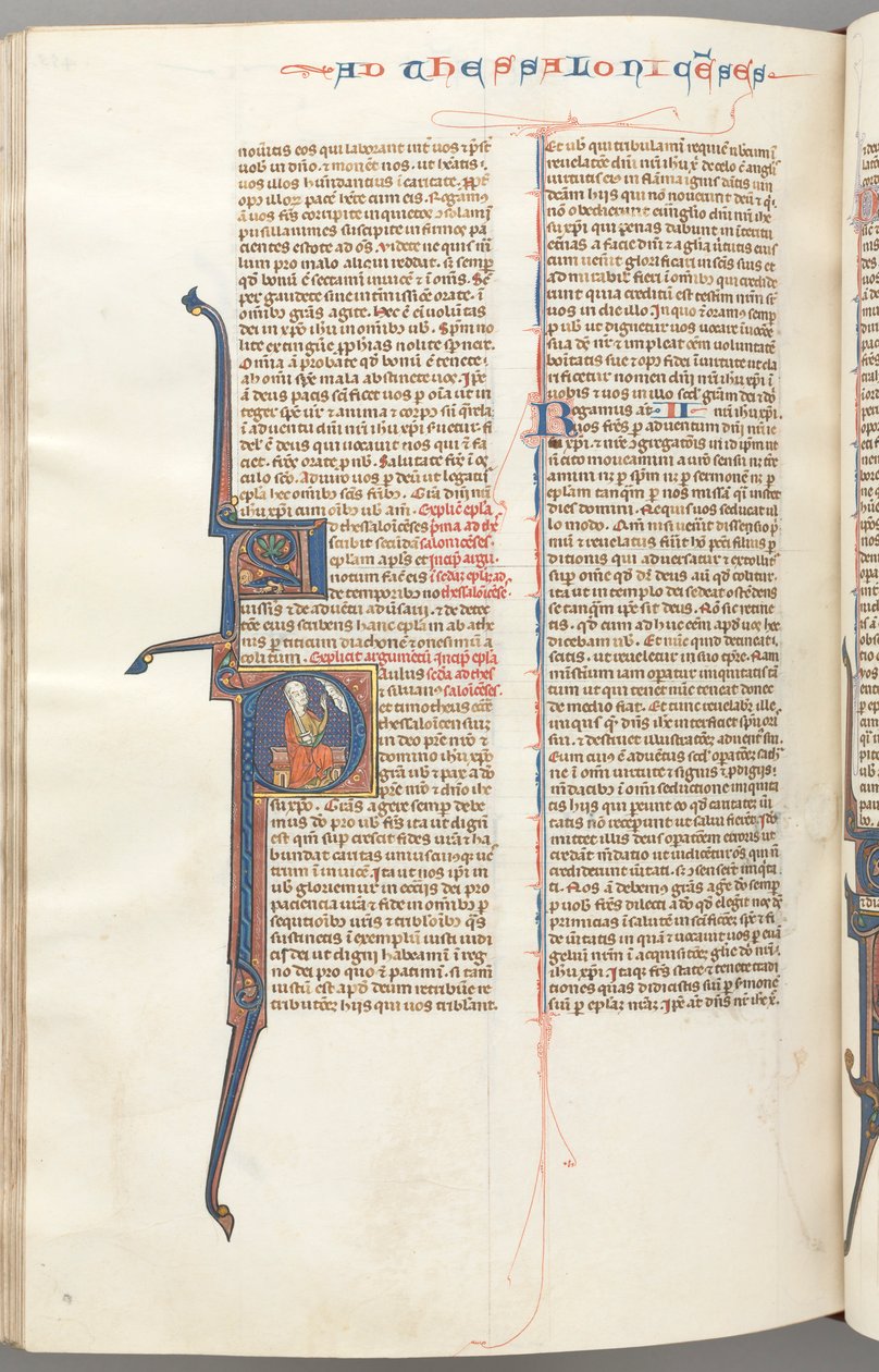 Thessalonians II, historiated initial P, Paul seated with a sword, c. 1275-1300 by Unbekannt